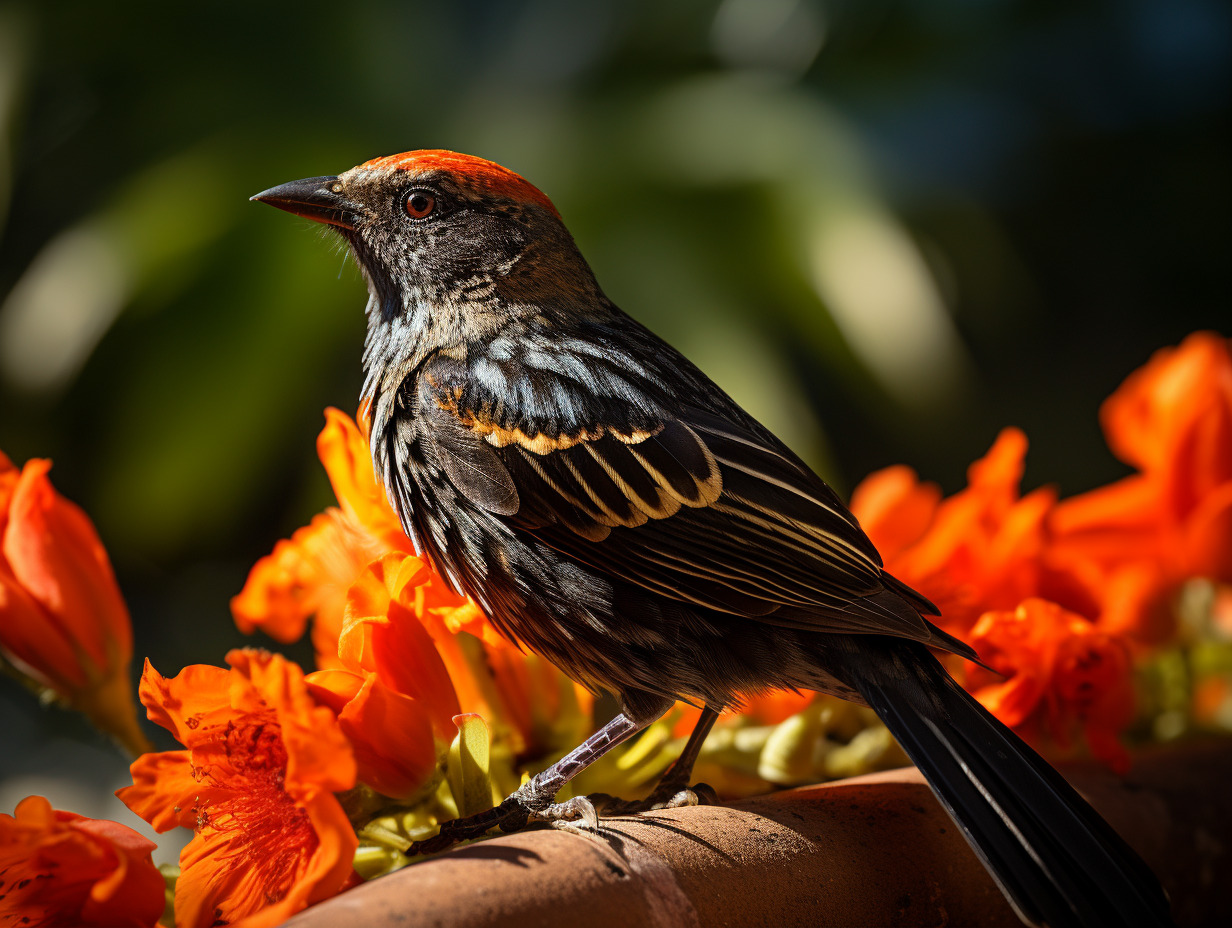 oiseau noir bec orange